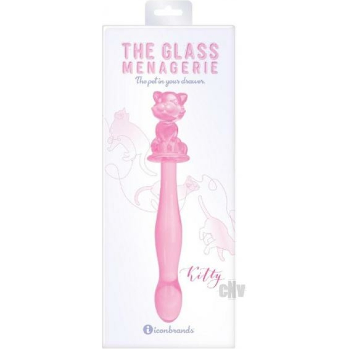 Glass Menage Kitty Dildo Pink - Image 1