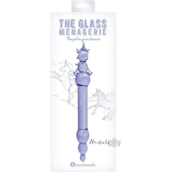 Glass Menage Unicorn Dildo Purple - Image 1