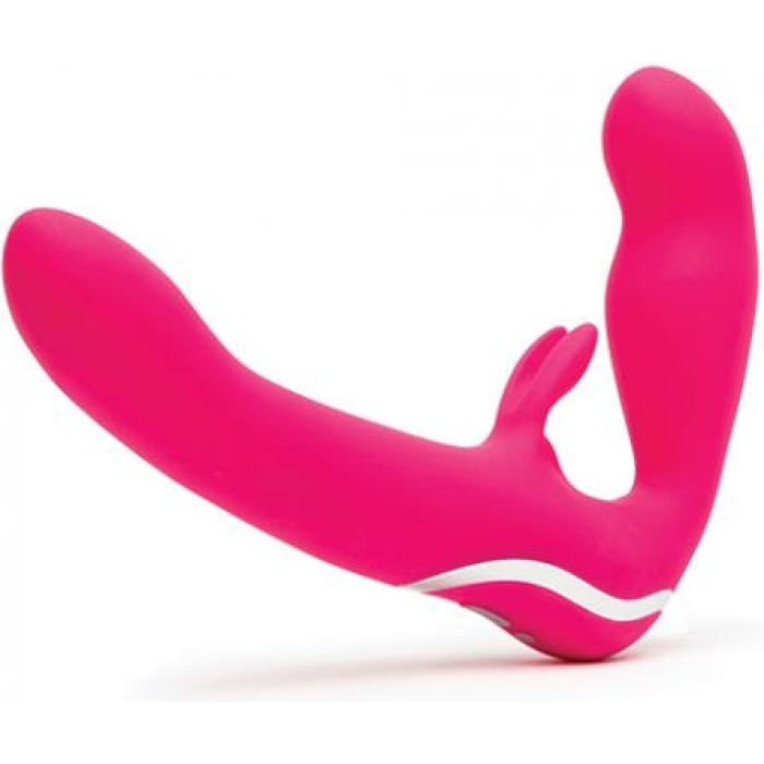 Happy Rabbit Strapless Strap On Vibrating Pink - Image 1