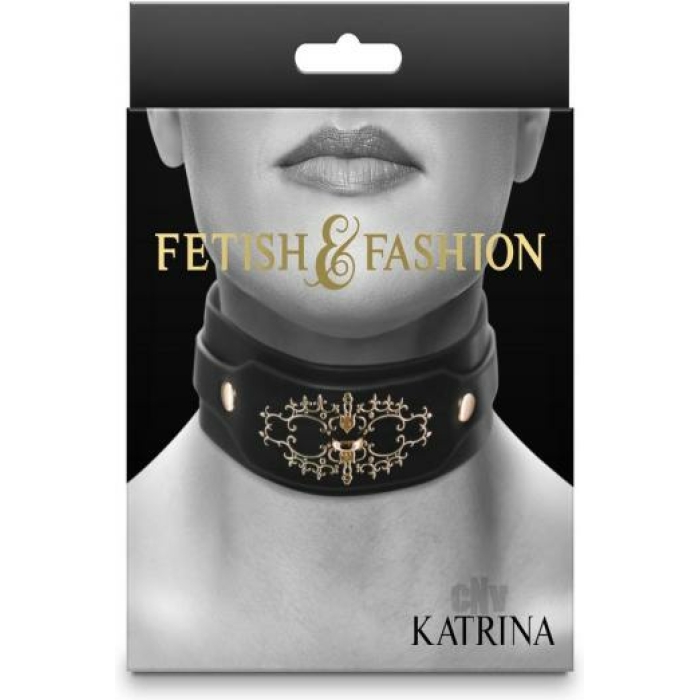 Fetish Fashion Katrina Collar Blk/gld - Image 1