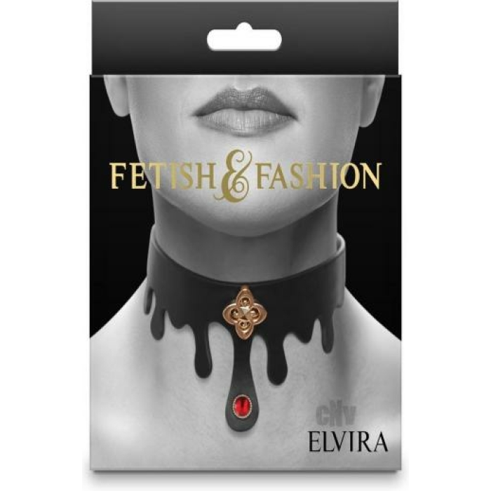Fetish Fashion Elvira Collar Blk/gld - Image 1