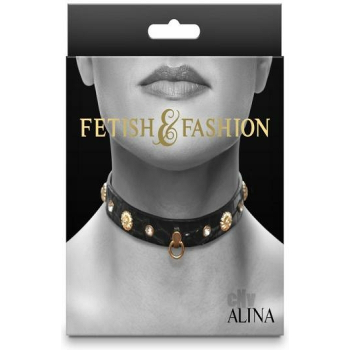 Fetish Fashion Alina Collar Blk/gld - Image 1