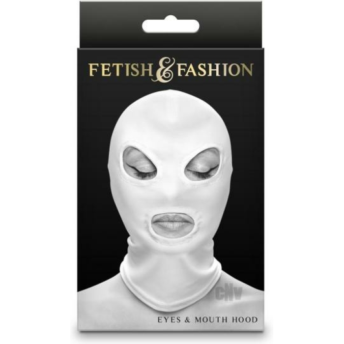 Fetish Fashion Eyes Mouth Hood Wht - Image 1