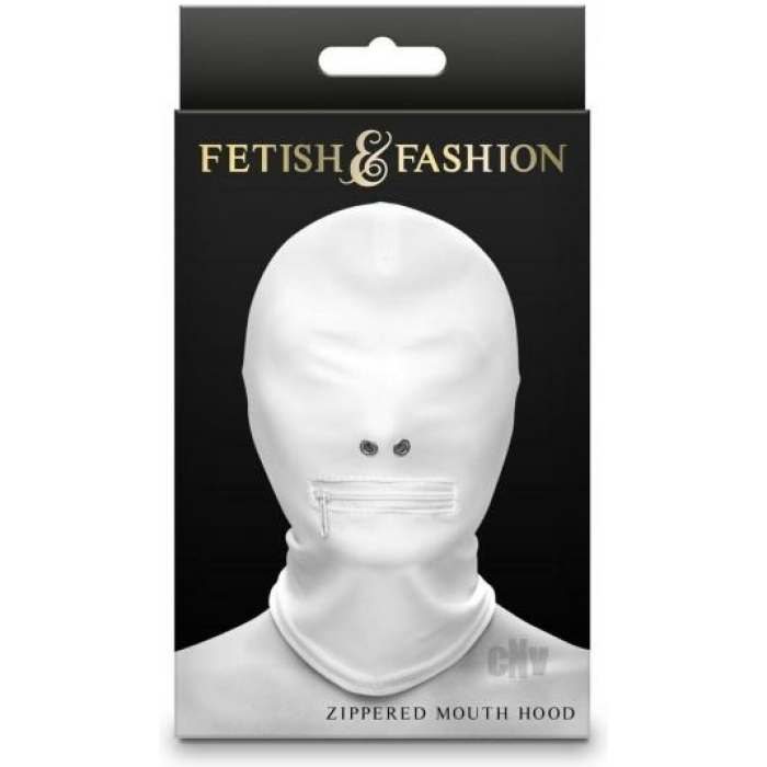 Fetish Fashon Zippered Mouth Hood Wht - Image 1
