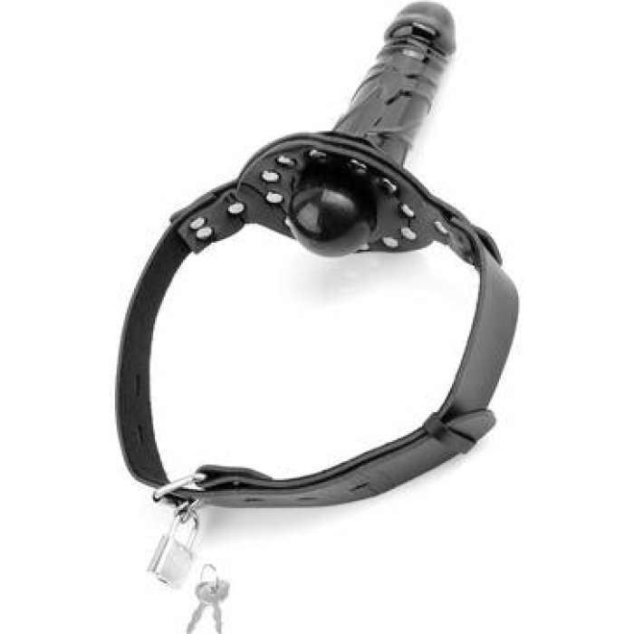 Deluxe Ball Gag With Dildo Black - Image 2