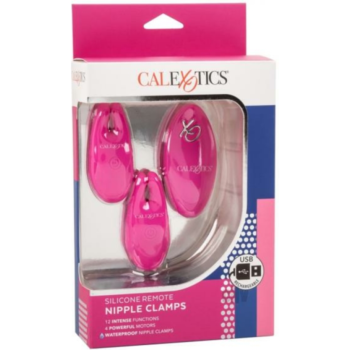 Silicone Nipple Clamps W/remote - Pink - Image 1