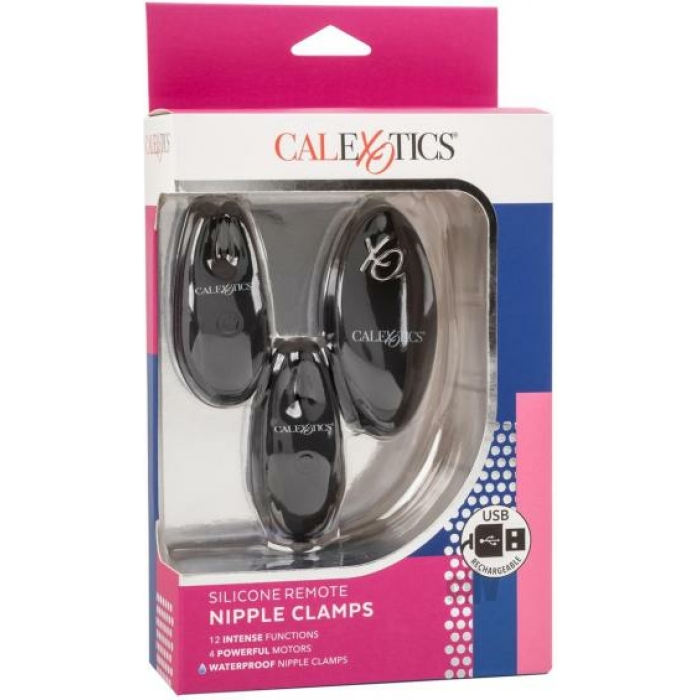 Silicone Nipple Clamps W/remote - Black - Image 1
