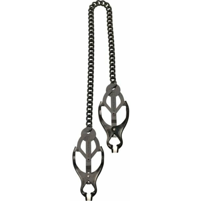 Black Butterfly Nipple Clamps With Chain - Image 1