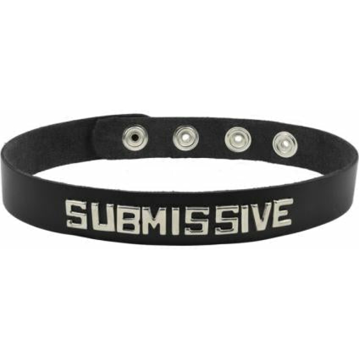 Wordband Collar - Submissive - Black - Image 1