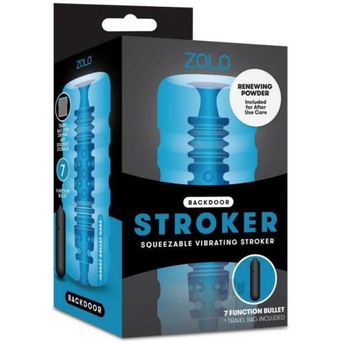 Zolo Backdoor Squeezable Vibrating Stroker Blue - Image 2