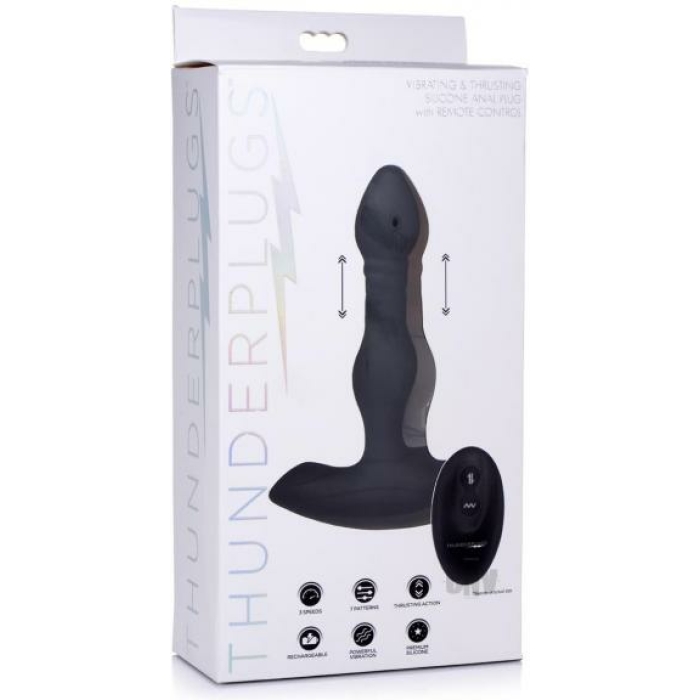 Vibrating And Thrusting Remote Control Silicone Anal Plug - Image 1