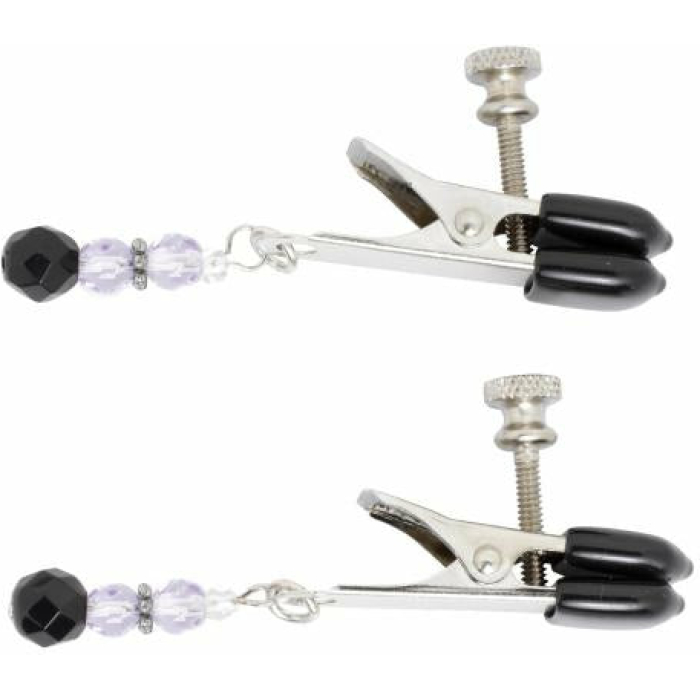 Adjustable Broad Tip Nipple Clamps W/Purple Beads - Image 2