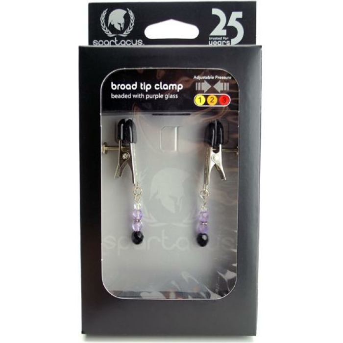 Adjustable Broad Tip Nipple Clamps W/Purple Beads - Image 3