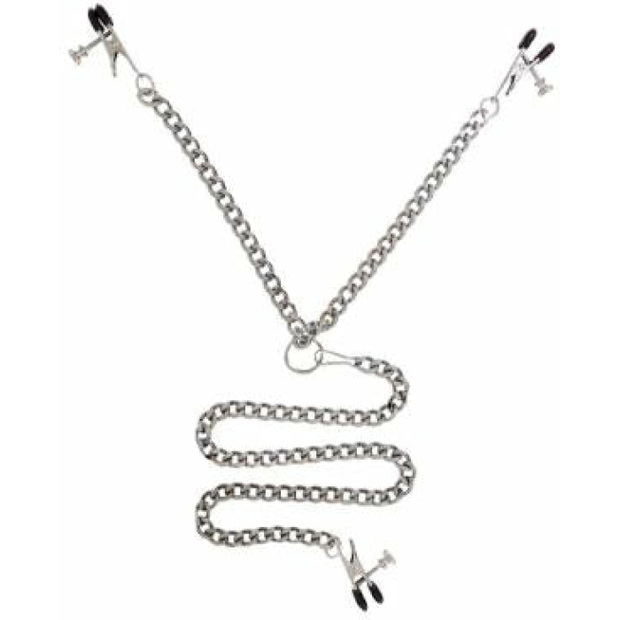 Y Style Adjustable Broad Tip Nipple Clamps With Clit Clamp Silver - Image 1