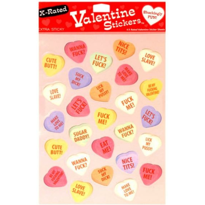 4 X-Rated Valentine Sticker Sheets 27 Stickers Per Sheet - Image 1