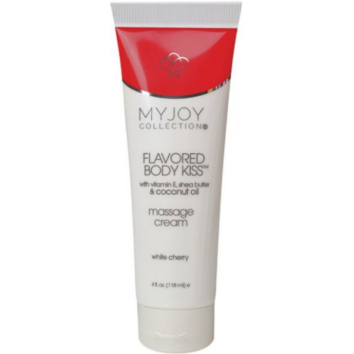 Flavored Body Kiss Body Massage Cream White Cherry 4oz - Image 1