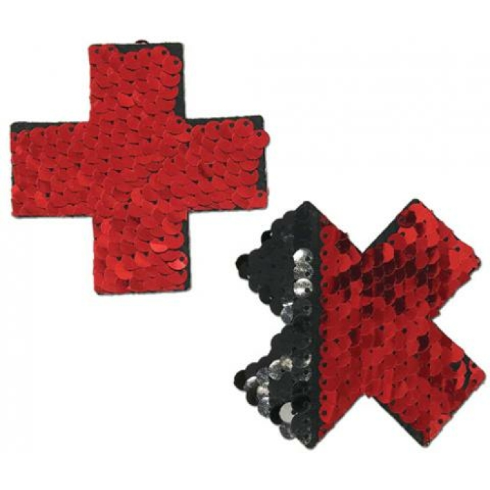 Pastease Color Changing Flip Sequins Cross Red Black O/S - Image 1