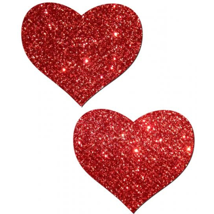 Heart Red Glitter Pasties O/S - Image 1