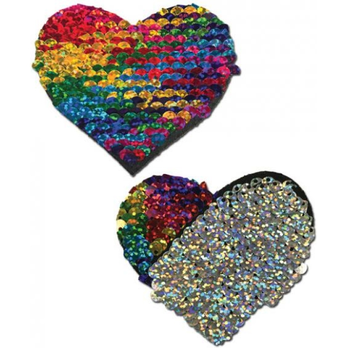 Pastease Color Changing Flip Sequins Heart Rainbow O/S - Image 1