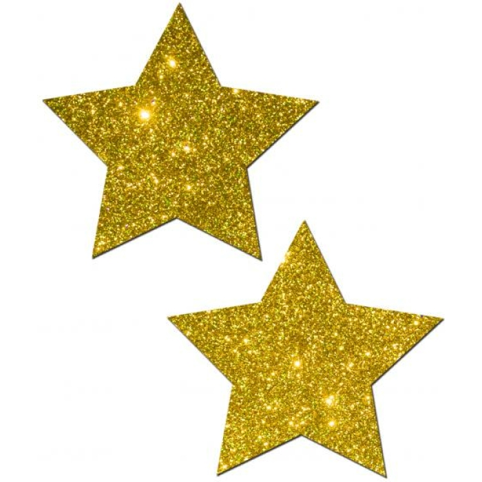 Gold Glitter Rock Star Pasties O/S - Image 1