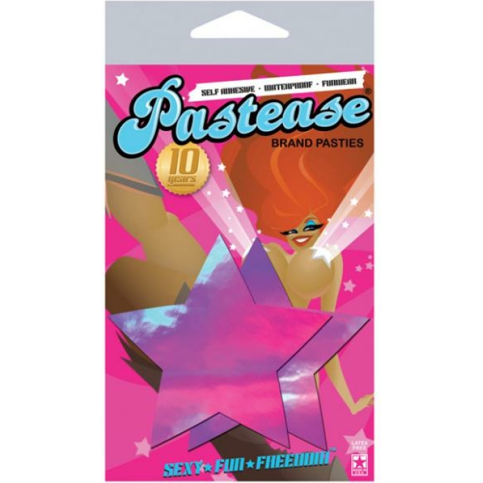 Pastease Holographic Star Pink Pasties O/S - Image 2