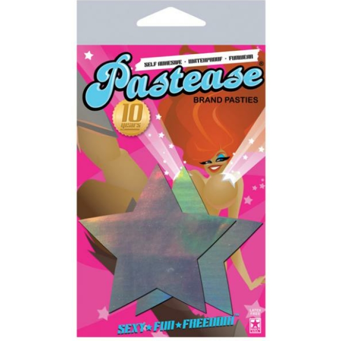 Pastease Holographic Star Silver Pasties O/S - Image 2