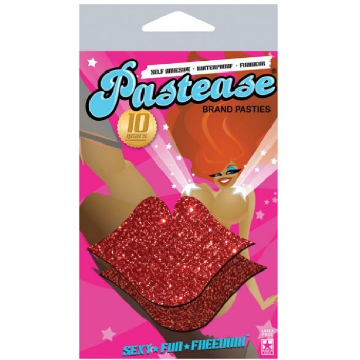 Lips Kisses Red Glitter Pasties O/S - Image 2