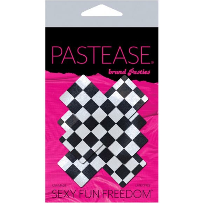 Pastease Checker Cross X Black White Pasties O/S - Image 2