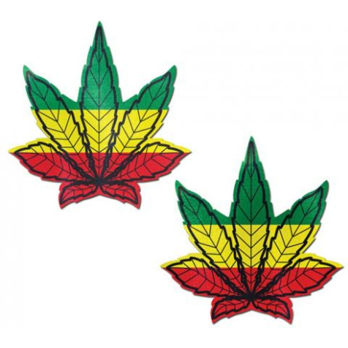 Pastease Marijuana Leaf Rasta Weed Pasties O/S - Image 1