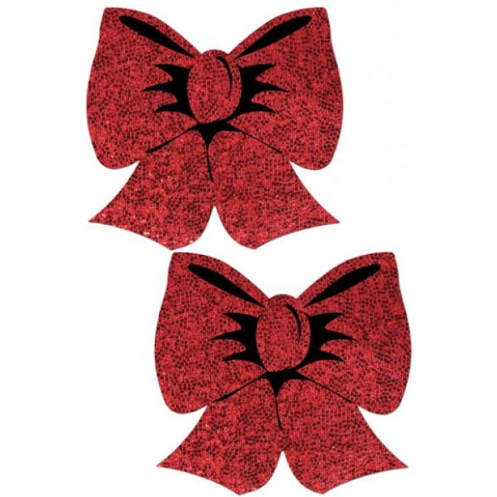 Pastease Hologram Bows Red Pasties - Image 1