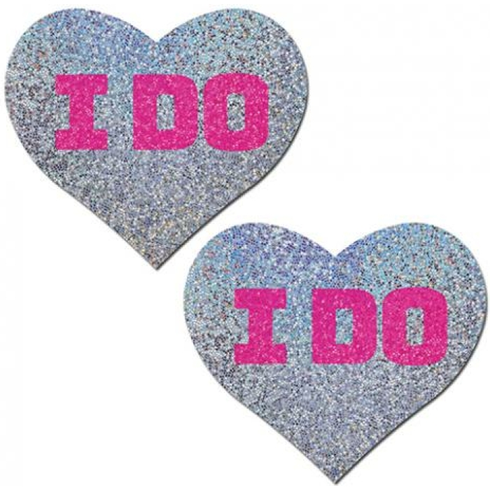 Pastease Bridal I Do Hearts Pasties Silver O/S - Image 1