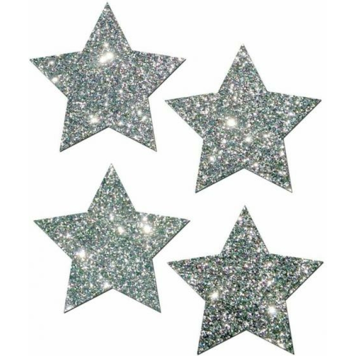 Petites Silver Glitter Star O/S 2 Pack Pasties - Image 1
