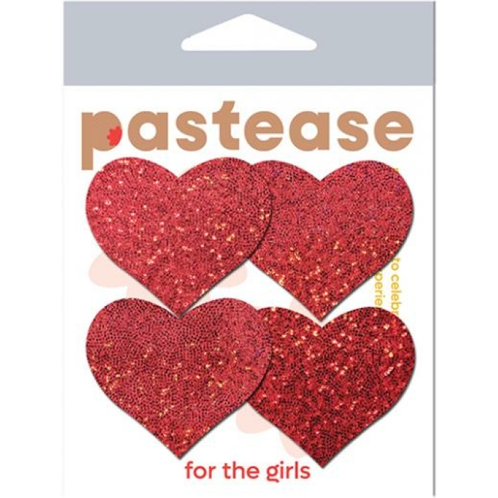 Pastease Premium Petites Glitter Heart - Red O/s Pack Of 2 Pair - Image 1