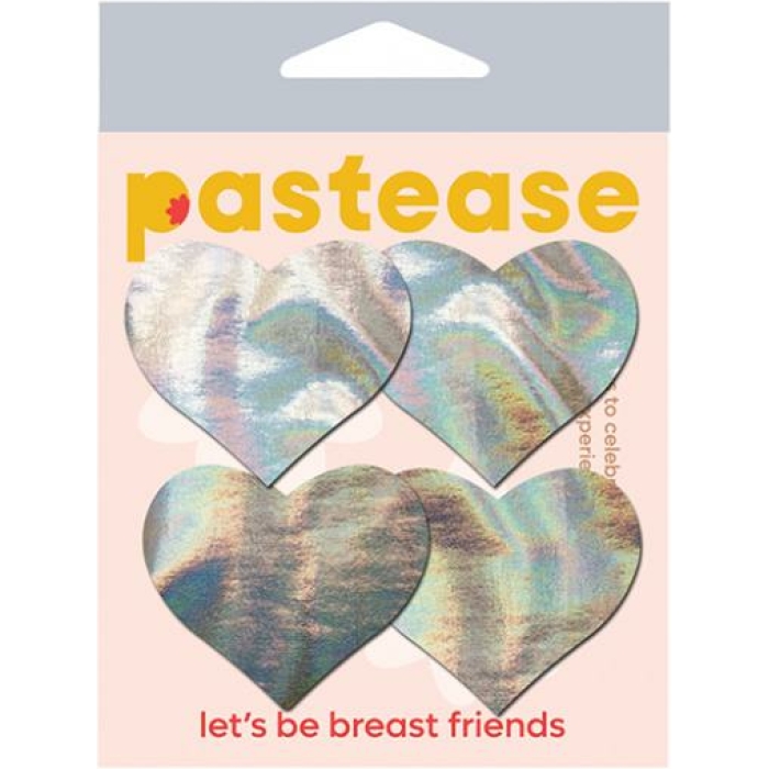 Pastease Premium Petites Holographic Heart - Silver O/s Pack Of 2 Pair - Image 1