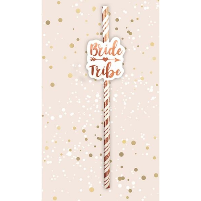 Bride Tribe Straws - Rose Gold Pack Of 6 - Image 1