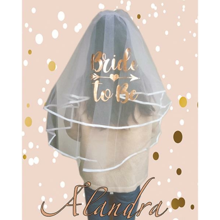 Bride To Be Luxury Veil - Rose Gold - Image 1