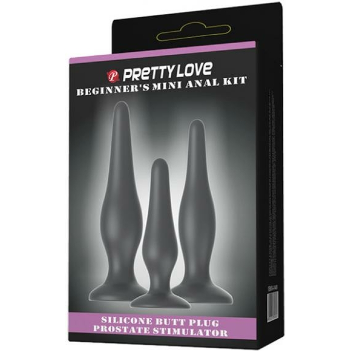 Pretty Love Beginner's Mini Anal Kit Black Set Of 3 - Image 2