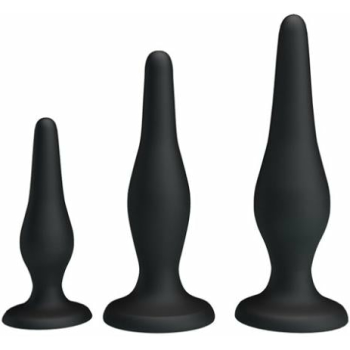 Pretty Love Beginner's Mini Anal Kit Black Set Of 3 - Image 1
