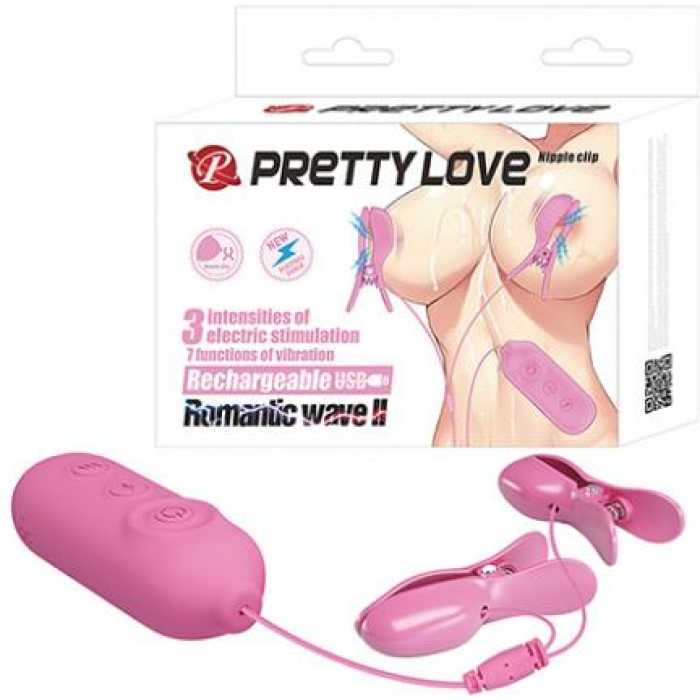 Pretty Love Romantic Wave Ii Estim & Vibrating Nipple Clip - Pink - Image 1