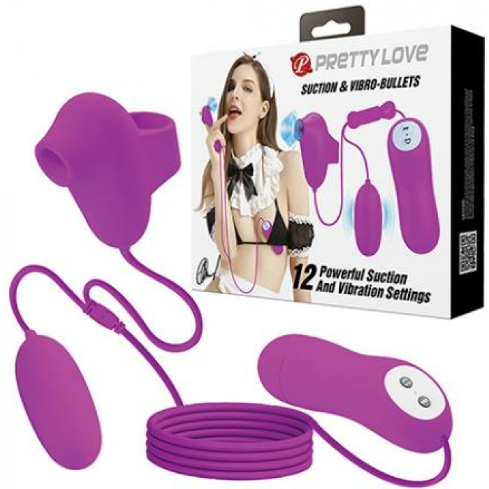 Pretty Love Suction & Vibro Bullets - Fuchsia - Image 1