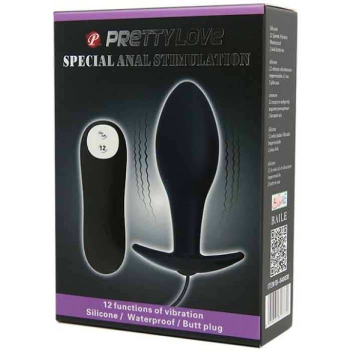 Pretty Love Vibrating Bulb Shaped Butt Plug Black - Image 2