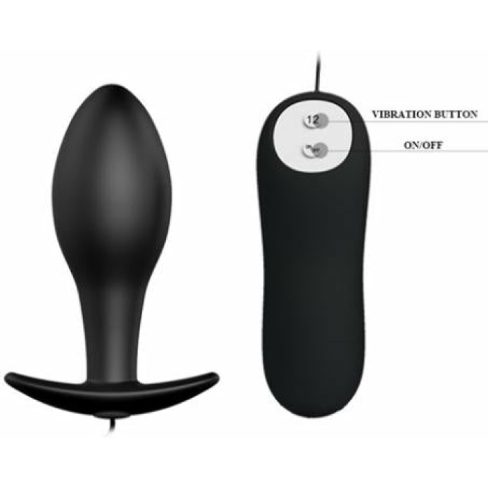 Pretty Love Vibrating Bulb Shaped Butt Plug Black - Image 1