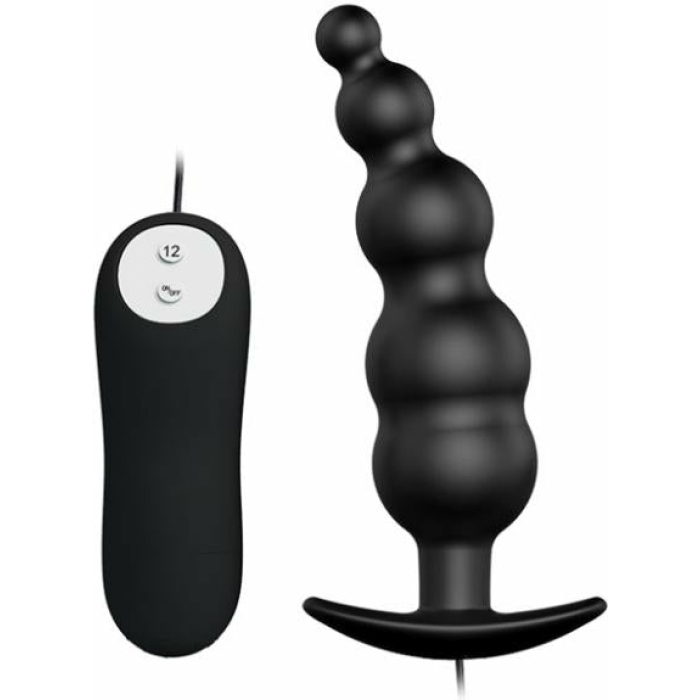 Pretty Love Vibrating Bead Butt Plug Black - Image 1