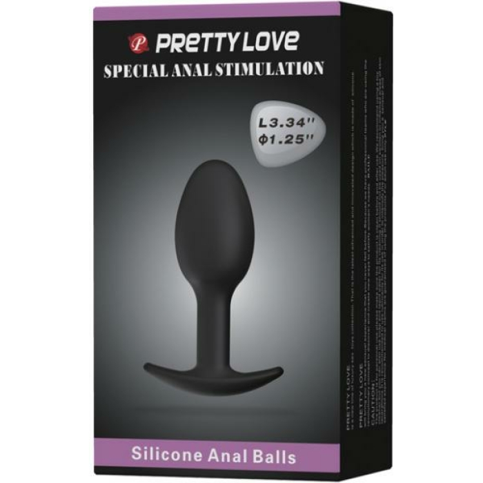 Pretty Love 3.34 inches Silicone Anal Plug with Ball Black - Image 3
