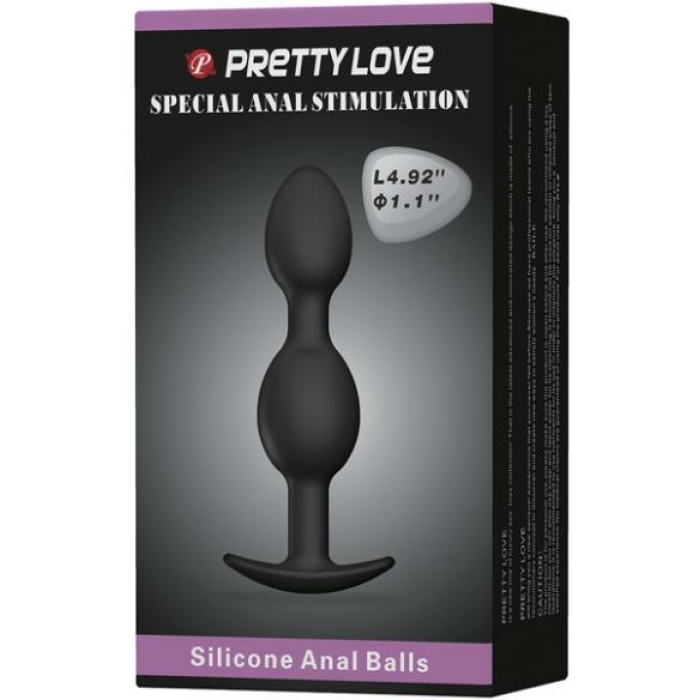 Pretty Love 4.92 inches Silicone Anal Plug with Ball Black - Image 2
