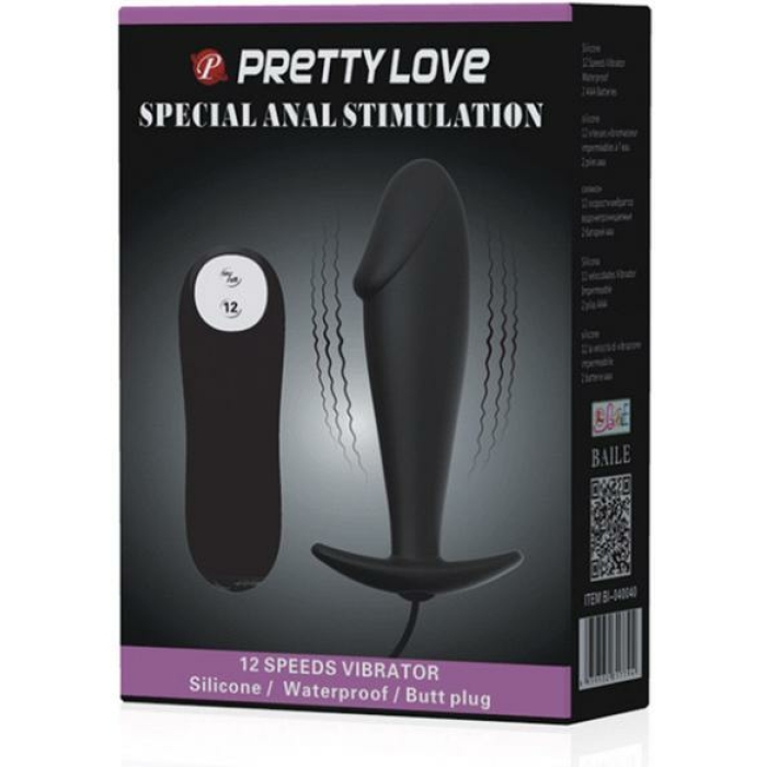Pretty Love Vibrating Penis Shaped Butt Plug Black - Image 3