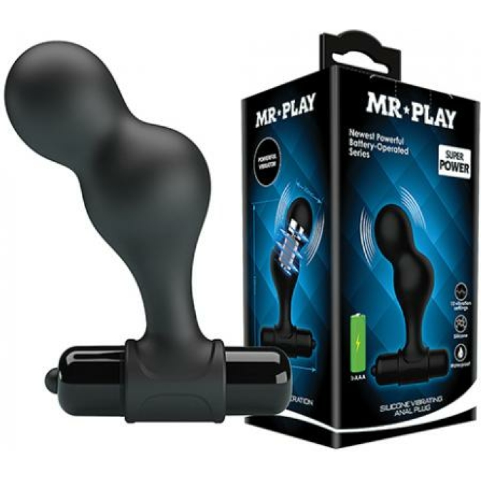 Mr. Play Silicone Anal Vibro Plug - Black - Image 1