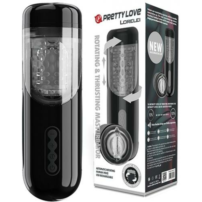 Pretty Love Lorelei Rotating & Thrusting Masturbator - Black - Image 1