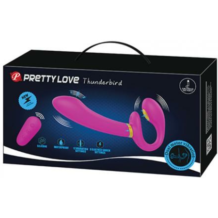 Pretty Love Thunderbird Electrostim Strapless Strap On - Fuchsia - Image 1