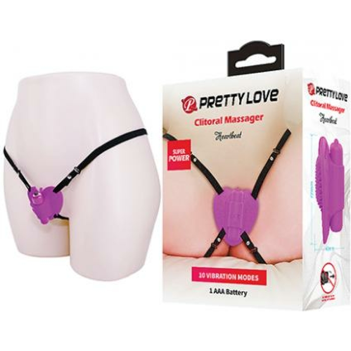 Pretty Love Heartbeat Strap On Clitoral Massager - Fuchsia - Image 1